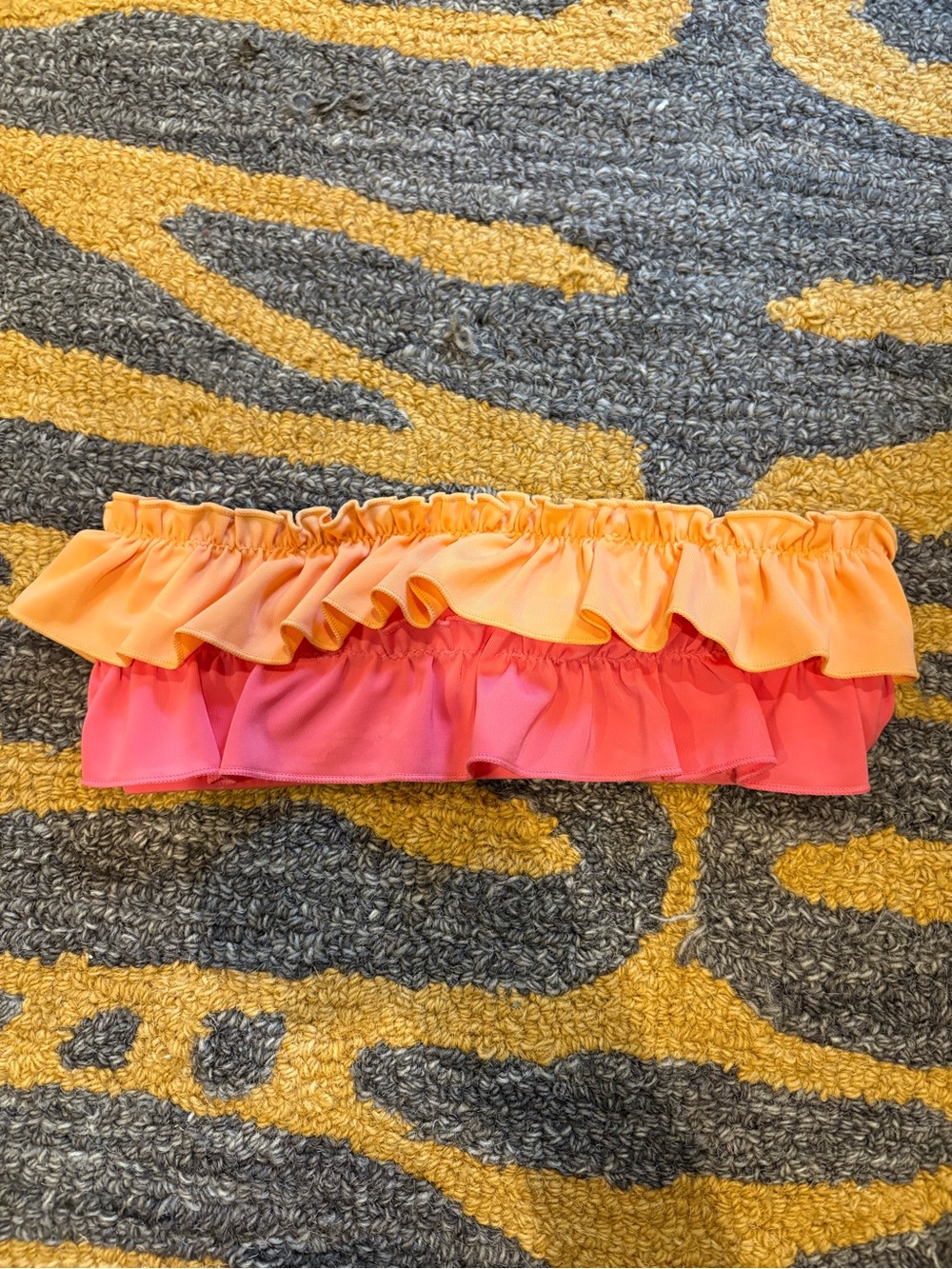 SOLID & STRIPED Ruffle Bikini Top in Coral & Peach